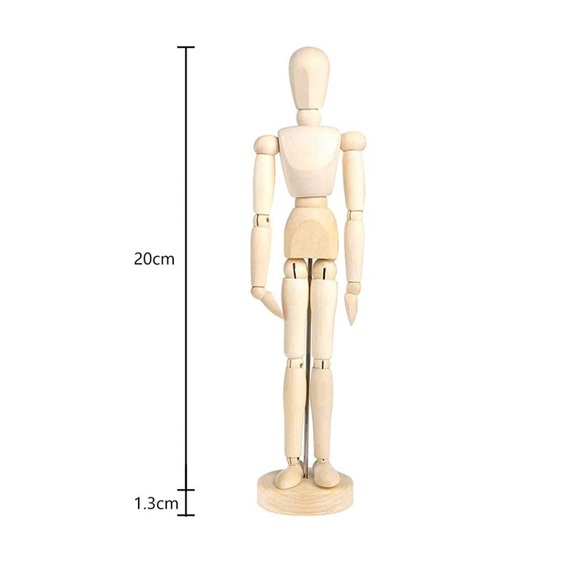 Holiberty 8 Inch Artists Wooden Manikin Flexible Body Joints Human Figure Puppet Model Wood Male Mannequin Doll Ornament Stand for Home Office Desk Decoration Sketching Drawing Painting Supplies - Image 3